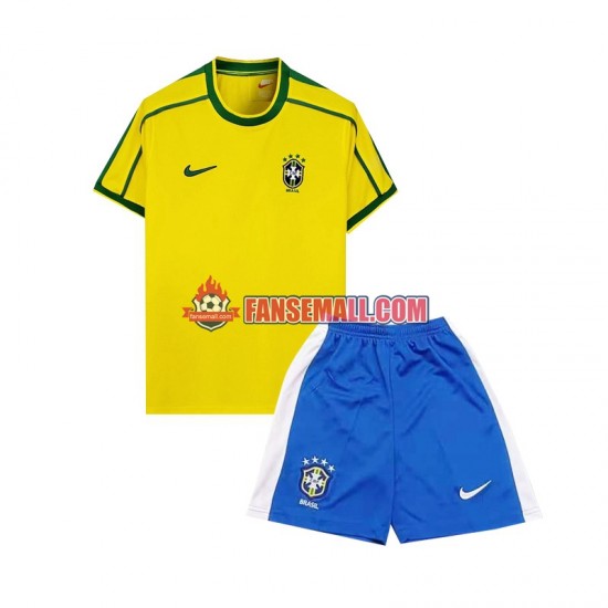 Matchtröjor Brasilien Retro 1998 Kortärmad till Barn (1:a ställ)