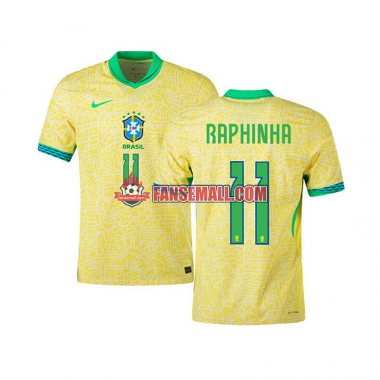 Matchtröjor Brasilien RAPHINHA 11 2024 Kortärmad till Herr (1:a ställ)