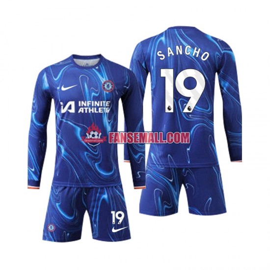 Matchtröjor Chelsea Sancho 19 2024-2025 Långärmad till Barn (1:a ställ)