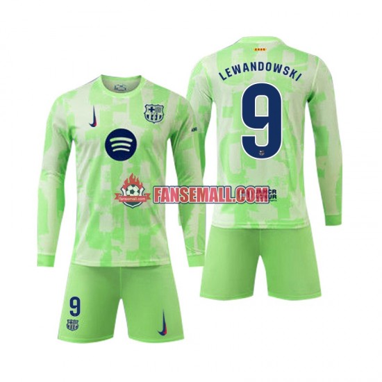 Matchtröjor FC Barcelona Robert Lewandowski 9 2024-2025 Långärmad till Barn (3:e ställ)