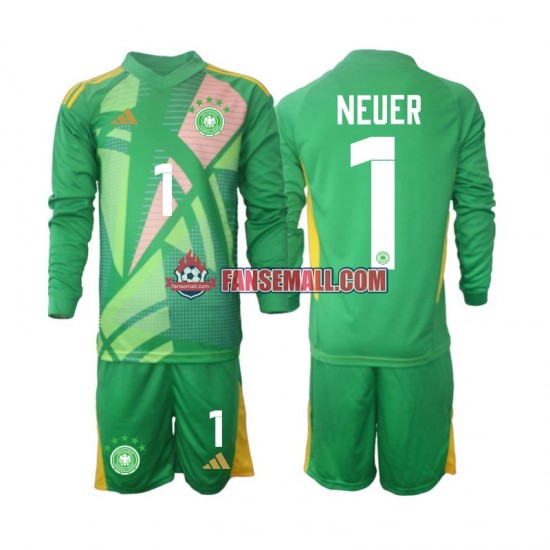 Matchtröjor Tyskland Målvaktströja Manuel Neuer 1 2024-2025 Långärmad till Barn (3:e ställ)