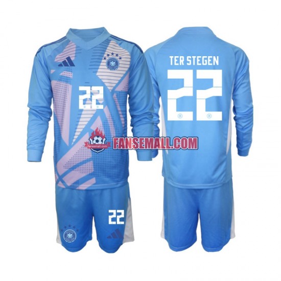 Matchtröjor Tyskland Målvaktströja Ter Stegen 22 2024-2025 Långärmad till Barn (4:e ställ)