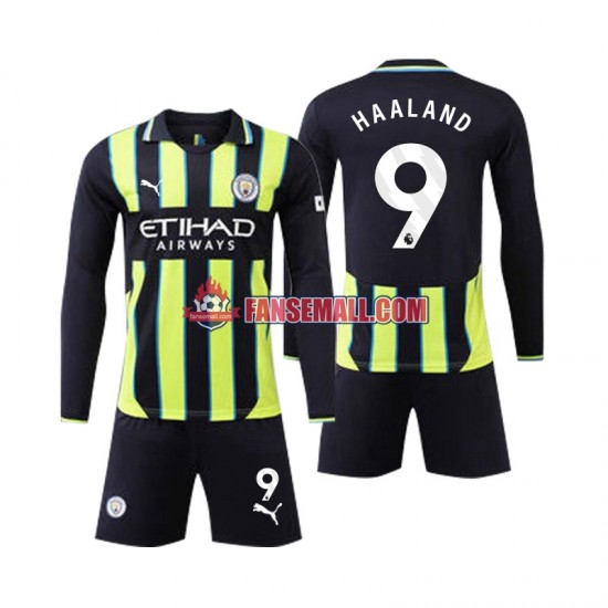 Matchtröjor Manchester City Erling Haaland 9 2024-2025 Långärmad till Barn (2:a ställ)