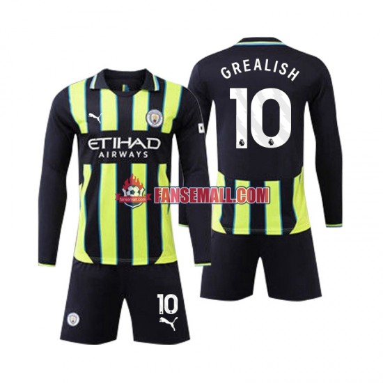Matchtröjor Manchester City Jack Grealish 10 2024-2025 Långärmad till Barn (2:a ställ)