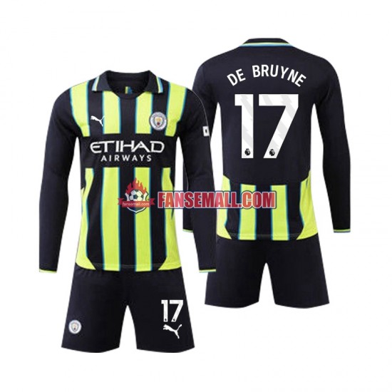 Matchtröjor Manchester City Kevin De Bruyne 17 2024-2025 Långärmad till Barn (2:a ställ)