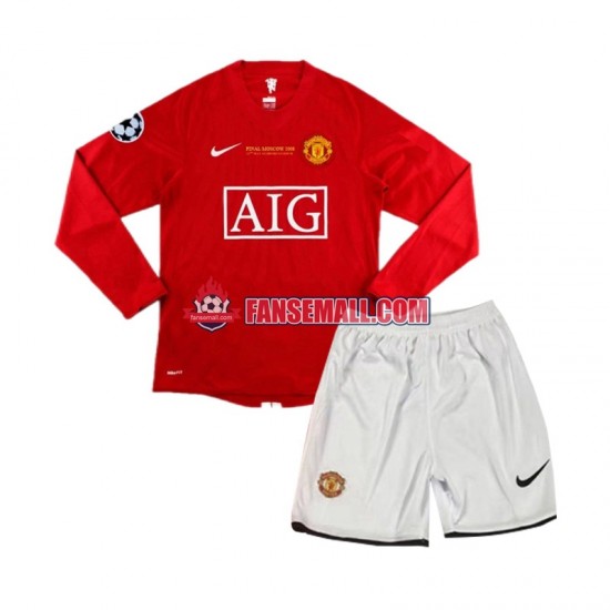 Matchtröjor Manchester United Champion League Retro 2007 Långärmad till Barn (1:a ställ)