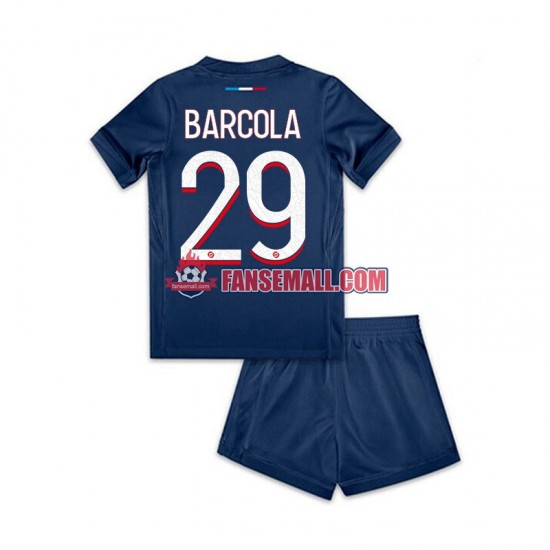 Matchtröjor Paris Saint-Germain Bradley Barcola 29 2024-2025 Kortärmad till Barn (1:a ställ)