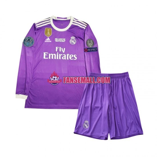 Matchtröjor Real Madrid Retro 2016 Långärmad till Barn (2:a ställ)