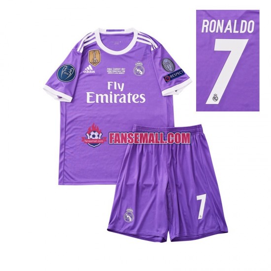 Matchtröjor Real Madrid Cristiano Ronaldo 7 Retro 2016 Kortärmad till Barn (2:a ställ)