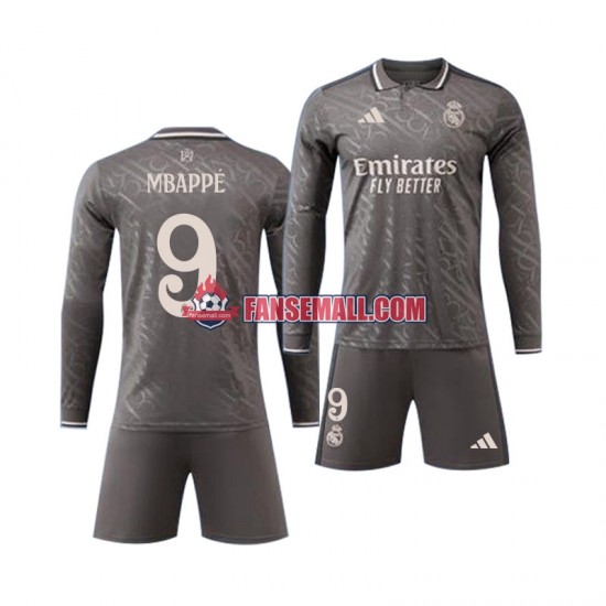 Matchtröjor Real Madrid Kylian Mbappe 9 2024-2025 Långärmad till Barn (3:e ställ)