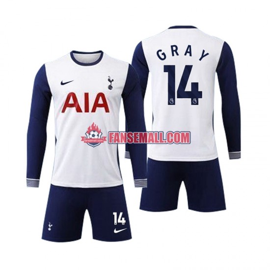 Matchtröjor Tottenham Spurs Gray 14 2024-2025 Långärmad till Barn (1:a ställ)