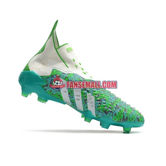 Vit Grön Adidas Predator FREAK FG fotbollsskor