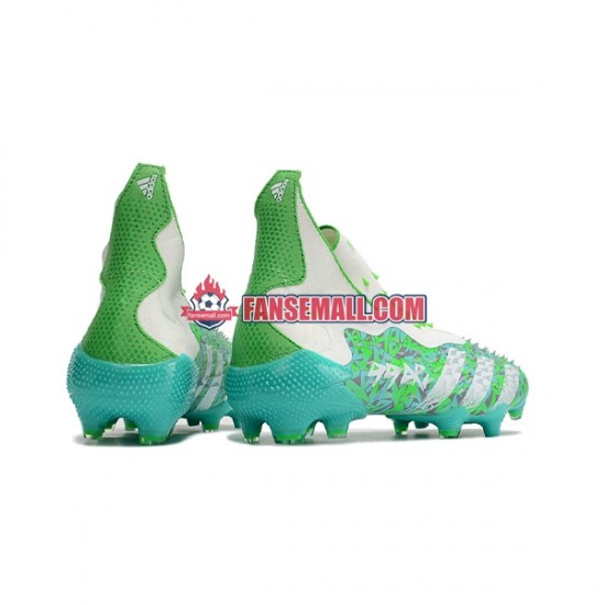 Vit Grön Adidas Predator FREAK FG fotbollsskor