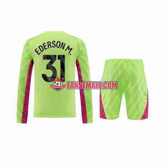 Matchtröjor Manchester City Målvaktströja Ederson Moraes 31 2023-2024 Långärmad till Barn (3:e ställ)