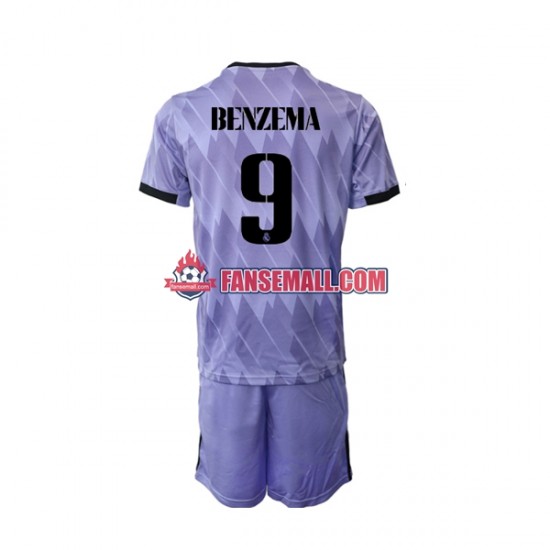 Matchtröjor Real Madrid Karim Benzema 9 2022-2023 Kortärmad till Barn (2:a ställ)