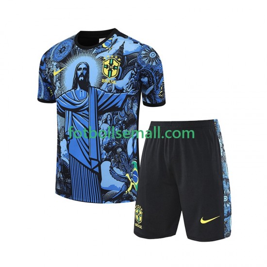 Blå Brasilien JESUS Football Shirts 2024-2025 Kortärmad till Barn (1:a ställ)