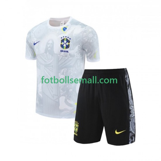 Vit Brasilien JESUS Football Shirts 2024-2025 Kortärmad till Barn (1:a ställ)