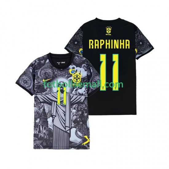 Matchtröjor Brasilien RAPHINHA 11 Cheist the Redeemer 2024 Kortärmad till Herr (1:a ställ)