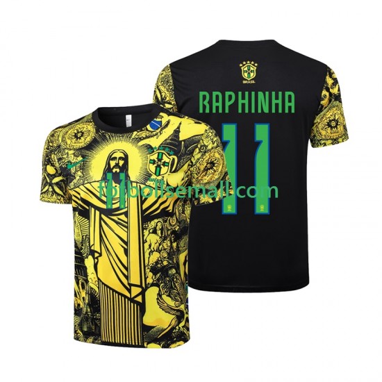Matchtröjor Brasilien RAPHINHA 11 Jesus 2024 Kortärmad till Herr (1:a ställ)