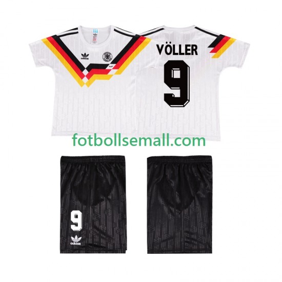 Matchtröjor Tyskland VOLLER 9 Retro 1990 Kortärmad till Barn (1:a ställ)