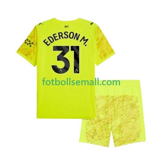 Matchtröjor Manchester City Målvaktströja Ederson Moraes 31 2025-2026 Kortärmad till Barn (3:e ställ)