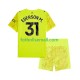 Matchtröjor Manchester City Målvaktströja Ederson Moraes 31 2025-2026 Kortärmad till Barn (3:e ställ)