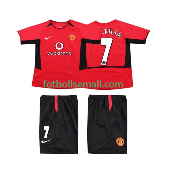 Matchtröjor Manchester United BECKHAM 7 Retro 2002 2004 Kortärmad till Barn (1:a ställ)