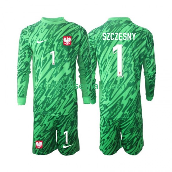 Matchtröjor Polen Målvaktströja Szczesny 1 2024 Långärmad till Barn (3:e ställ)