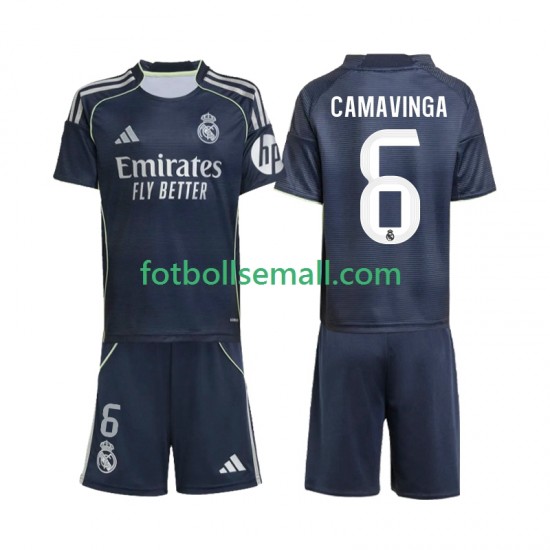 Matchtröjor Real Madrid Camavinga 6 2025-2026 Kortärmad till Barn (2:a ställ)