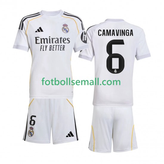 Matchtröjor Real Madrid Camavinga 6 2025-2026 Kortärmad till Barn (1:a ställ)