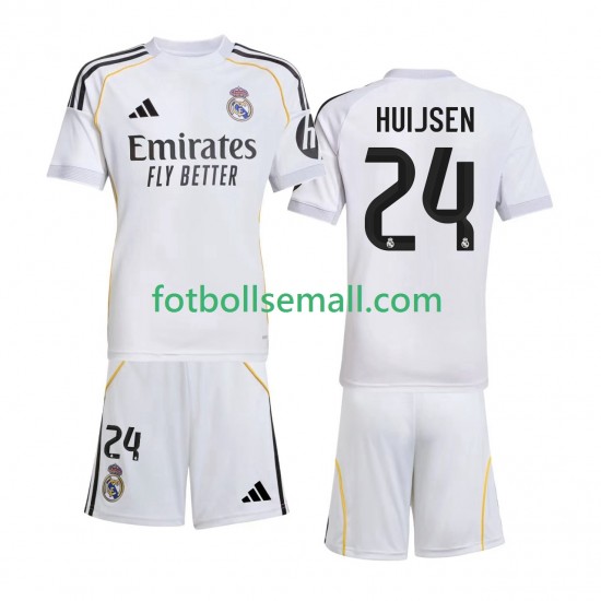 Matchtröjor Real Madrid Huijsen 24 2025-2026 Kortärmad till Barn (1:a ställ)