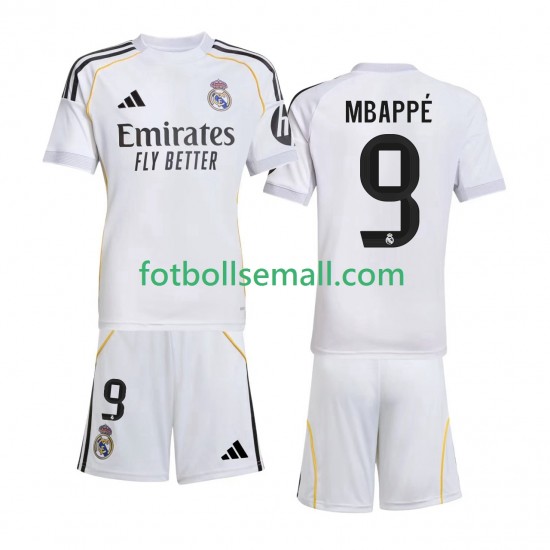 Matchtröjor Real Madrid Kylian Mbappe 9 2025-2026 Kortärmad till Barn (1:a ställ)