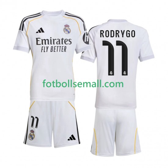 Matchtröjor Real Madrid Rodrygo 11 2025-2026 Kortärmad till Barn (1:a ställ)