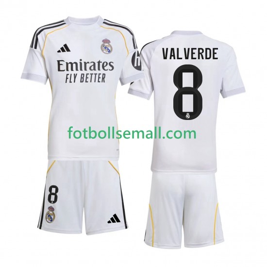 Matchtröjor Real Madrid Valverde 8 2025-2026 Kortärmad till Barn (1:a ställ)