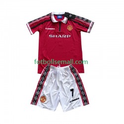 Matchtröjor Manchester United Beckham 7 Retro 1998-1999 Kortärmad till Barn (1:a ställ)