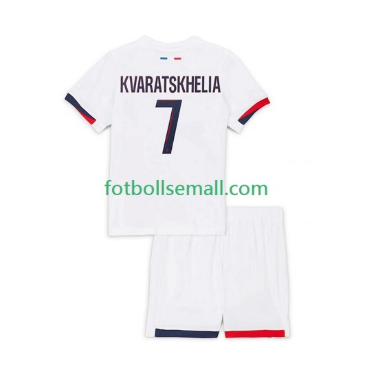 Matchtröjor Paris Saint-Germain Khvicha Kvaratskhelia 7 2024-2025 Kortärmad till Barn (2:a ställ)