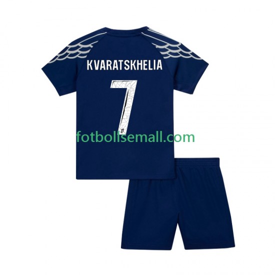 Matchtröjor Paris Saint-Germain Khvicha Kvaratskhelia 7 2024-2025 Kortärmad till Barn (4:e ställ)