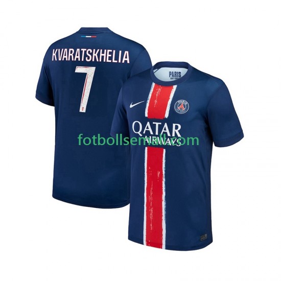 Matchtröjor Paris Saint-Germain Khvicha Kvaratskhelia 7 2024-2025 Kortärmad till Herr (1:a ställ)