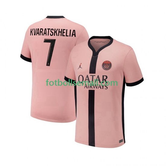 Matchtröjor Paris Saint-Germain Khvicha Kvaratskhelia 7 2024-2025 Kortärmad till Herr (3:e ställ)