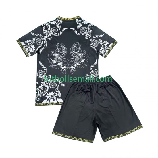 Svart Matchtröjor Real Madrid Versace Edition 2024-2025 Kortärmad till Barn (1:a ställ)