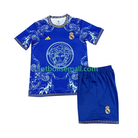 Blå Matchtröjor Real Madrid Versace Edition 2024-2025 Kortärmad till Barn (1:a ställ)