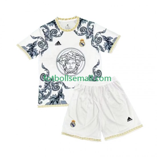 Vit Matchtröjor Real Madrid Versace Edition 2024-2025 Kortärmad till Barn (1:a ställ)