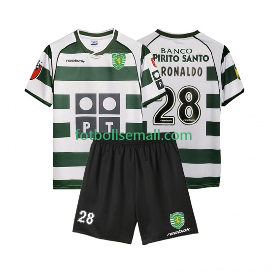 Matchtröjor Sporting Lissabon Cristiano Ronaldo 28 Retro 2001 2003 Kortärmad till Barn (1:a ställ)