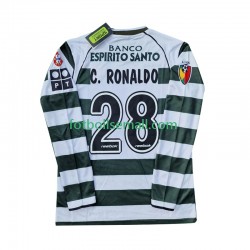 Matchtröjor Sporting Lissabon Cristiano Ronaldo 28 Retro 2001 2003 Långärmad till Herr (1:a ställ)