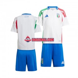 Vit Matchtröjor Italien Euro 2024 Kortärmad till Barn (2:a ställ)