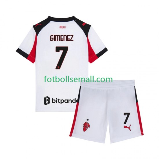 Matchtröjor AC Milan Santiago Gimenez 7 2025-2026 Kortärmad till Barn (2:a ställ)