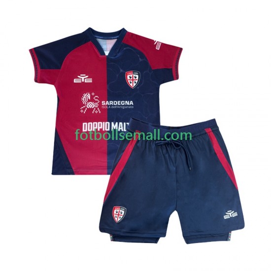 Matchtröjor Cagliari 2025-2026 Kortärmad till Barn (1:a ställ)