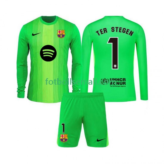 Matchtröjor FC Barcelona Målvaktströja Ter Stegen 1 2025-2026 Långärmad till Barn (1:a ställ)