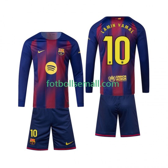 Matchtröjor FC Barcelona Lamine Yamal 10 2025-2026 Långärmad till Barn (1:a ställ)