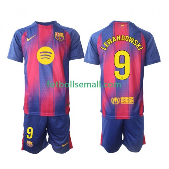 Matchtröjor FC Barcelona Robert Lewandowski 9 2025-2026 Kortärmad till Barn (1:a ställ)